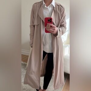 Tan belted duster/trench coat